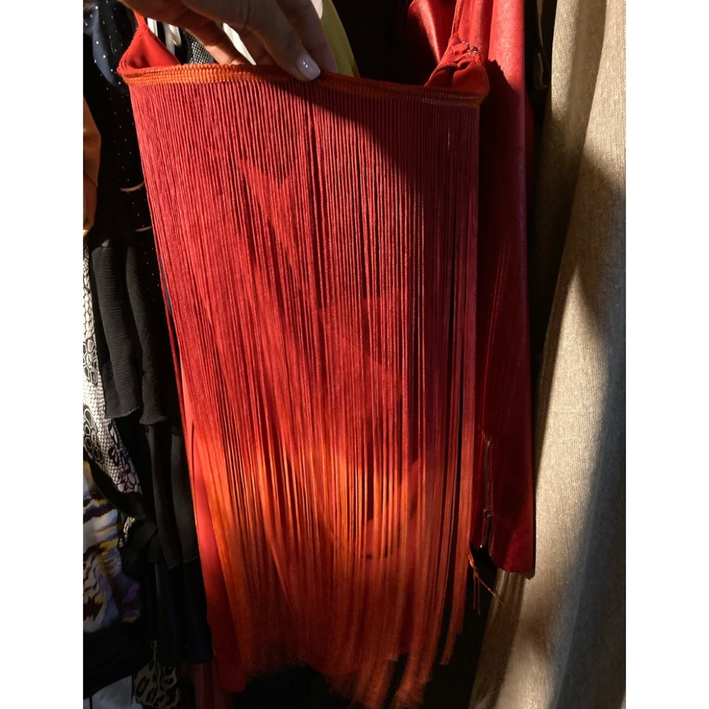 Red fringe party dress